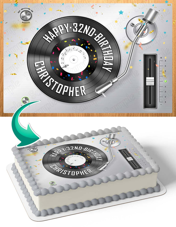 Vinyl Record Turntable Music Edible Cake Toppers
