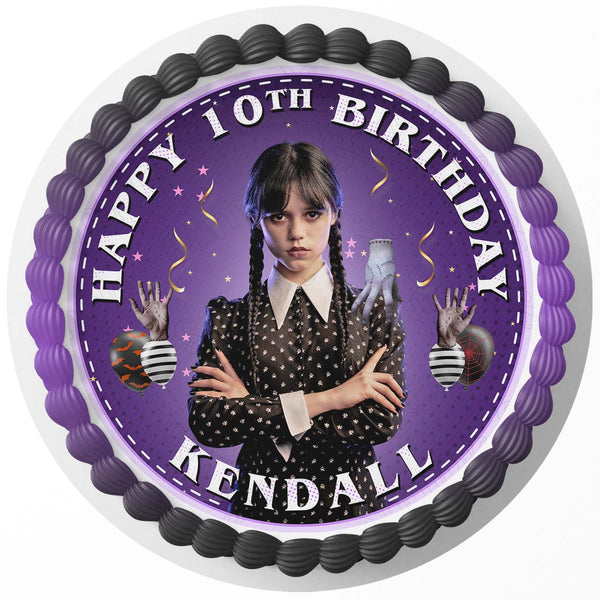 Wednesday Adams Family Kids Edible Cake Toppers Round