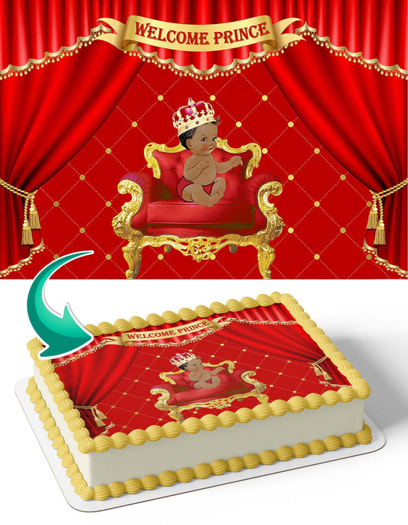 Welcome Prince Baby Shower African AmericanWPB Edible Cake Toppers ...