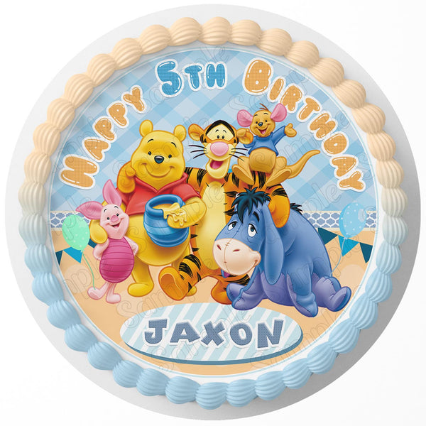 Winnie Kids Fun Cute Pooh Edible Cake Toppers Round